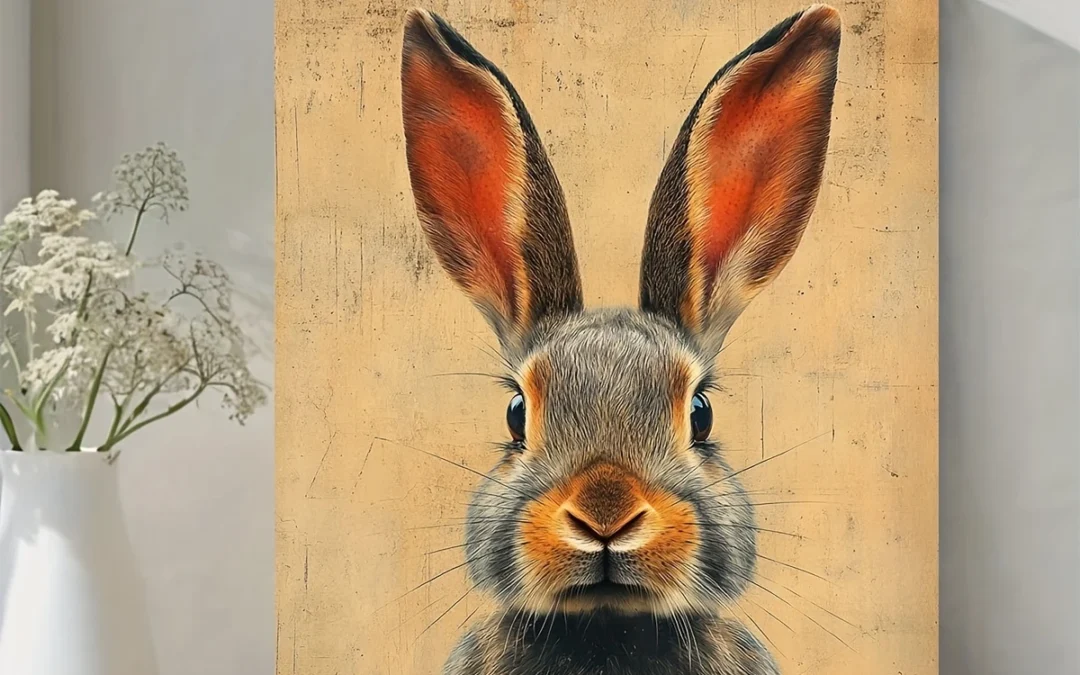 Rustic Bunny Ears Wall Art Canvas Framed 40×60