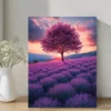 Majestic Lavender Tree in Flower Field Wall Art Canvas Framed 40x60