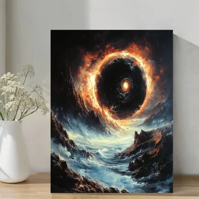 Black Hole Space Sci-Fi Wall Art Canvas Framed 40x60