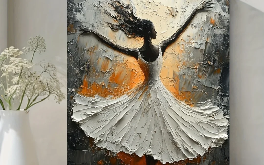 Elegant Ballerina Abstract Painting  Wall Art Canvas Framed 40×60
