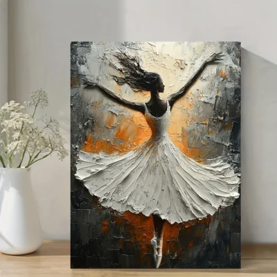 Elegant Ballerina Abstract Painting  Wall Art Canvas Framed 40x60