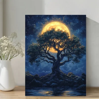 Mystical Tree ,  Moonlight Nature Wall Art Canvas Framed 40x60