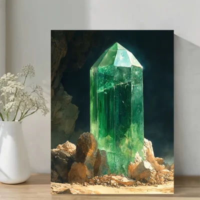 Emerald, Gemstones Painting Wall Art Canvas Framed 40x60