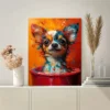 Splatter Paint Dog in Bathtub Abstract Wall Art Canvas Framed 40x60 - Image 3