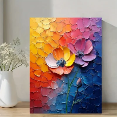 Vibrant Abstract Floral Wall Art Canvas Framed 40x60