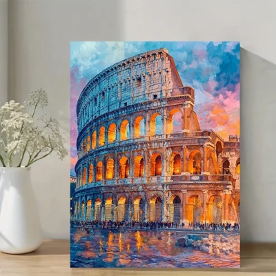 Colosseum Rome Italy Landmark Oil Painting Wall Art Canvas Framed 40x60