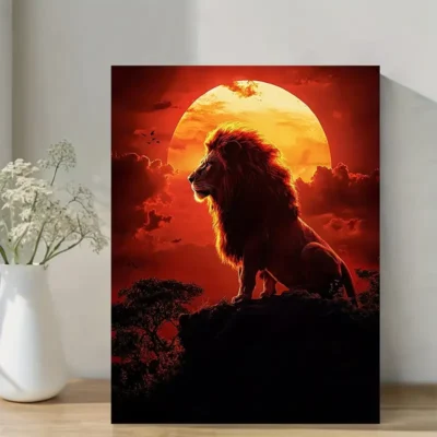 Majestic African Lion at dusk Wall Art Canvas Framed 40x60