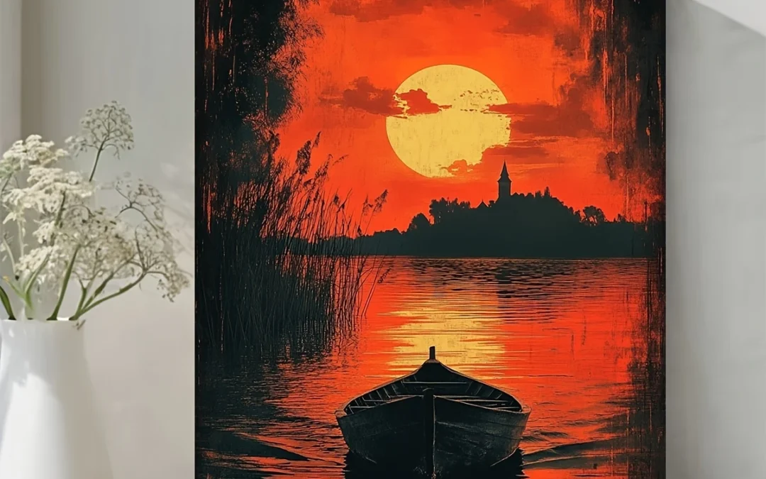 Romanian Sunset Landscape Wall Art Canvas Framed 40×60