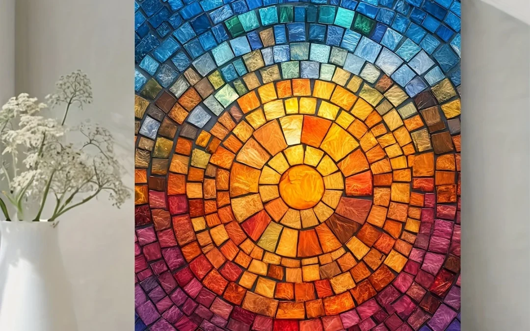 Vivid Colors Mosaic Pattern Wall Art Canvas Framed 40×60