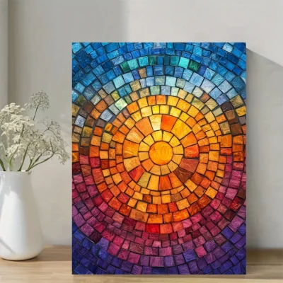 Vivid Colors Mosaic Pattern Wall Art Canvas Framed 40x60