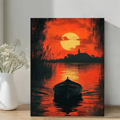 Romanian Sunset Landscape Wall Art Canvas Framed 40x60