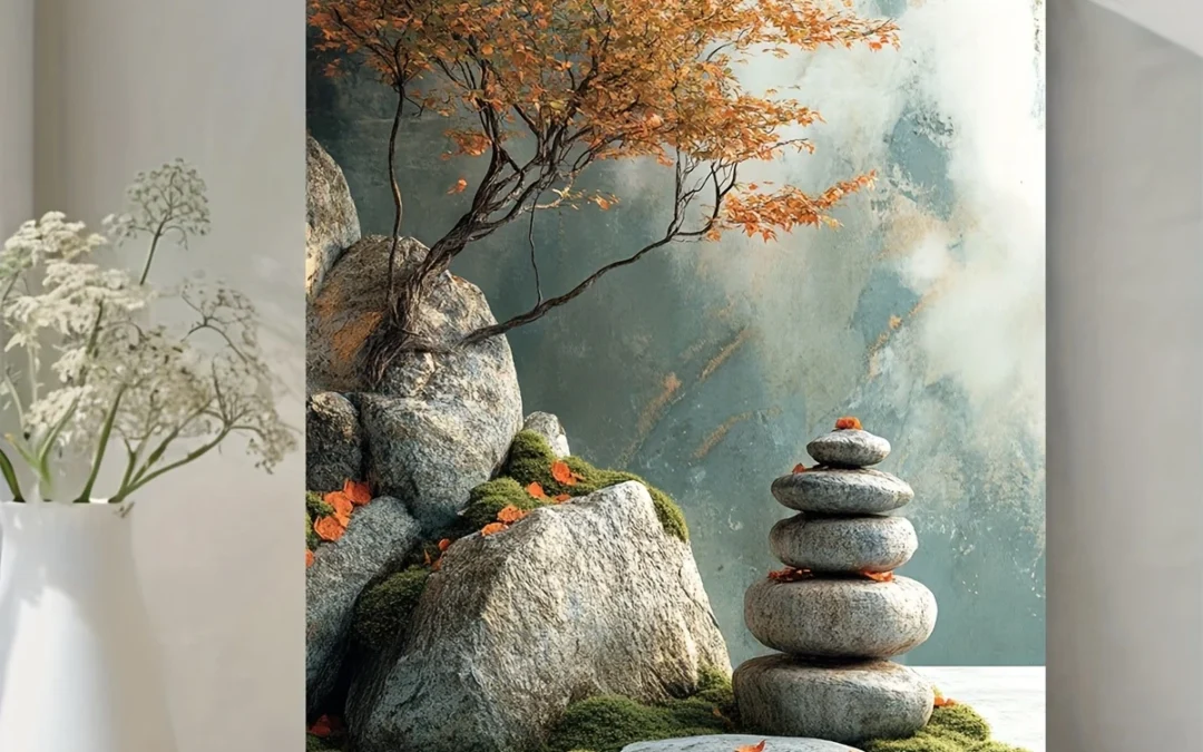 Japanese Zen Garden ,Abstract Serene Nature Wall Art Canvas Framed 40×60