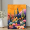 Colorful Desert Cactus & Flower Scene Wall Art Canvas Framed 40x60