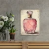 Vintage Pink Perfume Bottles Wall Art Canvas Framed 40x60 - Image 2