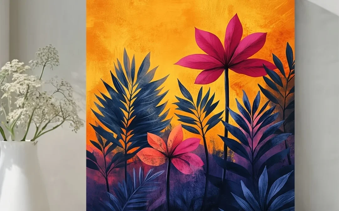Vibrant Rainforest Floral Wall Art Canvas Framed 40×60