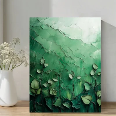 Abstract Green Boho Painting Wall Art Canvas Framed 40x60