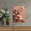 Floral Tea Painting Wall Art Canvas Framed 40x60 - Image 2