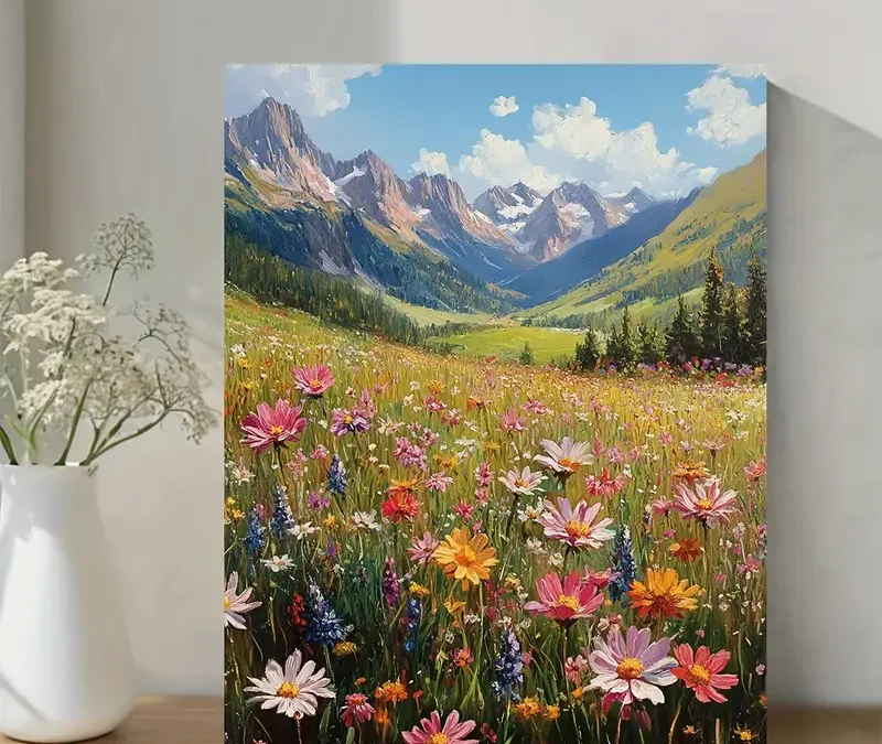Vibrant Wildflower Meadow Wall Art Canvas Framed 40×60