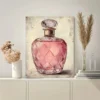 Vintage Pink Perfume Bottles Wall Art Canvas Framed 40x60 - Image 3