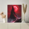 Gothic Red Castle Wall Art Canvas Framed 40x60 - Image 3