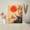 Vibrant Red Sunset And  Floral Accents Wall Art Canvas Framed 40x60 - Image 3