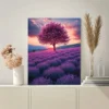 Majestic Lavender Tree in Flower Field Wall Art Canvas Framed 40x60 - Image 3