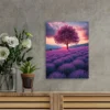 Majestic Lavender Tree in Flower Field Wall Art Canvas Framed 40x60 - Image 2
