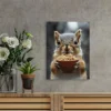 Vintage Squirrel Eating Noodles Wall Art Canvas Framed 40x60 - Image 2
