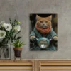 Vintage Japanese Cat Riding Scooter  Wall Art Canvas Framed 40x60 - Image 2