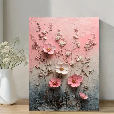Light Pink Abstract Painting Wall Art Canvas Framed 40x60
