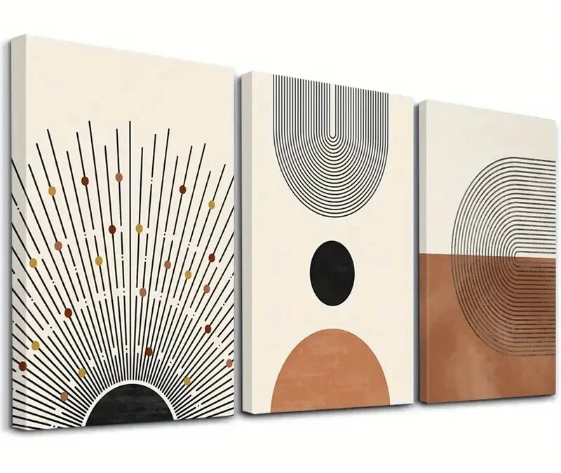 3pcs Contemporary Shining Sun & Landscape Wall Art Set Canvas Framed 40x60cm – High Quality Print 100% Australian Made Wall Canvas Ready to Hang