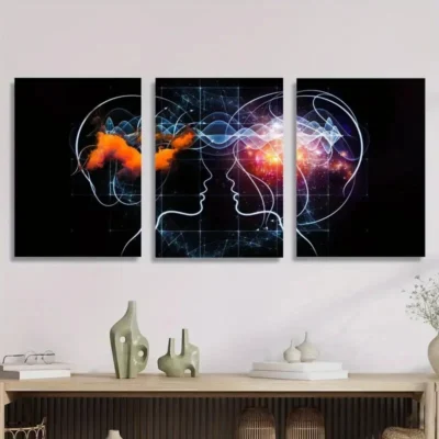 3pcs Abstract Mind Vibration Wall Art Set Canvas Framed 40x60cm - High Quality Print 100% Australian Made Wall Canvas Ready to Hang