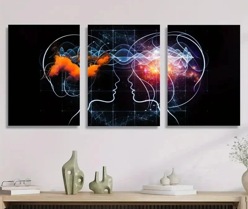3pcs Abstract Mind Vibration Wall Art Set Canvas Framed 40x60cm – High Quality Print 100% Australian Made Wall Canvas Ready to Hang