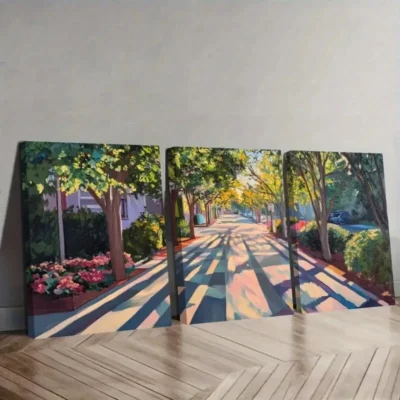 3pcs Dancing Shadows on Sunlit Paths Wall Art Set Canvas Framed 40x60cm - High Quality Print 100% Australian Made Wall Canvas Ready to Hang