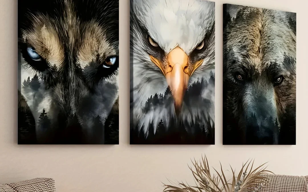 3pcs Beast Gaze Modern Fashion Elegant Art Eagle Wall Art Set Canvas Framed 40x60cm – High Quality Print 100% Australian Made Wall Canvas Ready to Hang