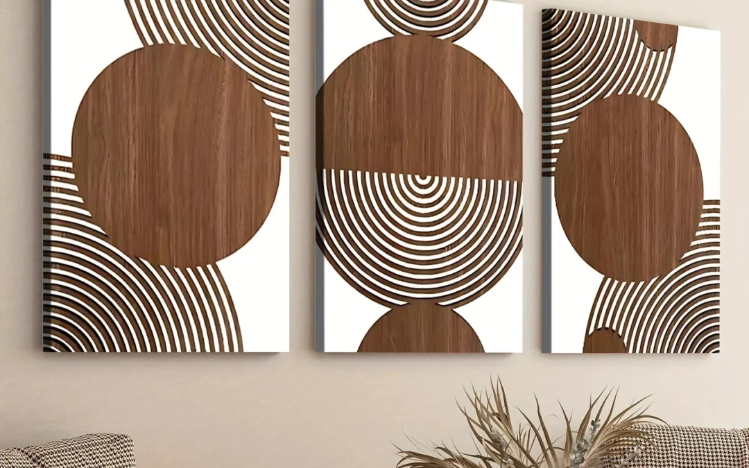 3pcs Abstract Geometric Circular Elegant Art Wall Art Set Canvas Framed 40x60cm – High Quality Print 100% Australian Made Wall Canvas Ready to Hang