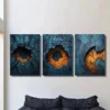 3pcs Abstract Blue Metal Texture Wall Art Set Canvas Framed 40x60cm - High Quality Print 100% Australian Made Wall Canvas Ready to Hang