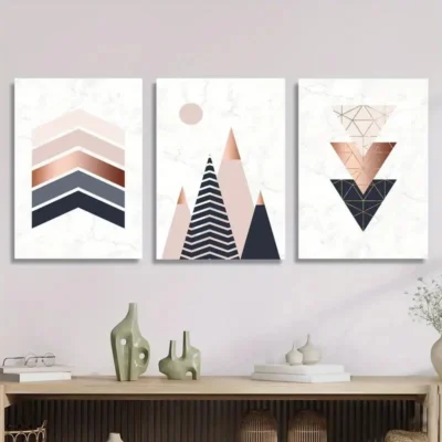 3pcs Abstract Geometric  Wall Art Set Canvas Framed 40x60cm - High Quality Print 100% Australian Made Wall Canvas Ready to Hang