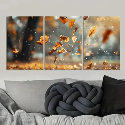 3pcs "Whisper of Leaves in the Breeze" Autumn  Wall Art Set Canvas Framed 50x70cm - High Quality Print 100% Australian Made Wall Canvas Ready to Hang