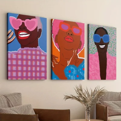 3pcs Charming People Elegant Ladies Sun Glass Wall Art Set Canvas Framed 40x60cm - High Quality Print 100% Australian Made Wall Canvas Ready to Hang