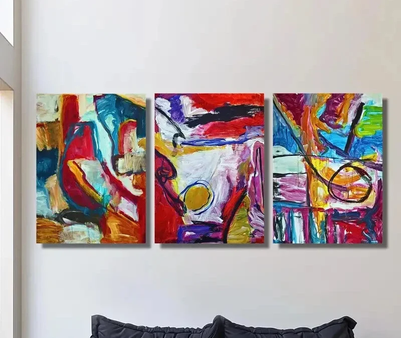 3pcs Vibrant Abstract Colorful Graffiti Style Wall Art Set Canvas Framed 40x60cm – High Quality Print 100% Australian Made Wall Canvas Ready to Hang