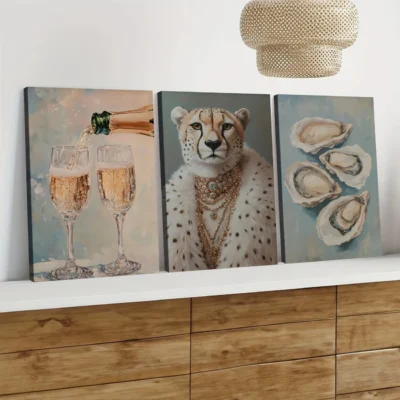 3pcs Champagner Glasses Style Art Aesthetic Wall Art Set Canvas Framed 40x60cm - High Quality Print 100% Australian Made Wall Canvas Ready to Hang