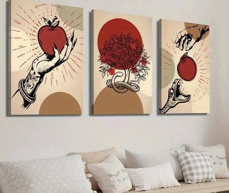 3pcs Abstract Plant and Tree Apple Tree  Wall Art Set Canvas Framed 40x60cm – High Quality Print 100% Australian Made Wall Canvas Ready to Hang