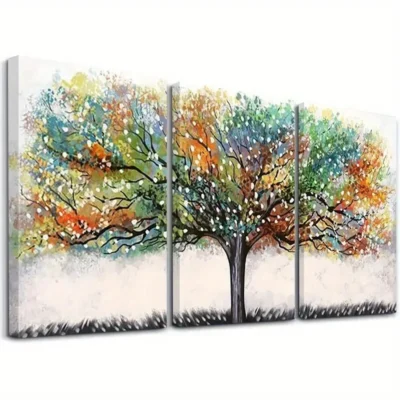 3pcs Modern Colorful Abstract Tree of Life Wall Art Set Canvas Framed 40x60cm - High Quality Print 100% Australian Made Wall Canvas Ready to Hang