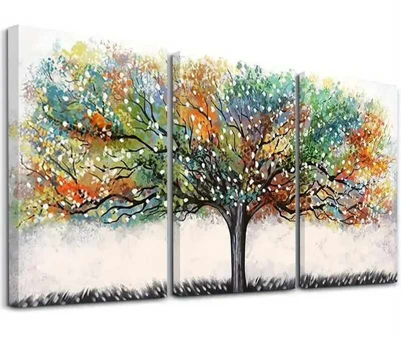 3pcs Modern Colorful Abstract Tree of Life Wall Art Set Canvas Framed 40x60cm – High Quality Print 100% Australian Made Wall Canvas Ready to Hang