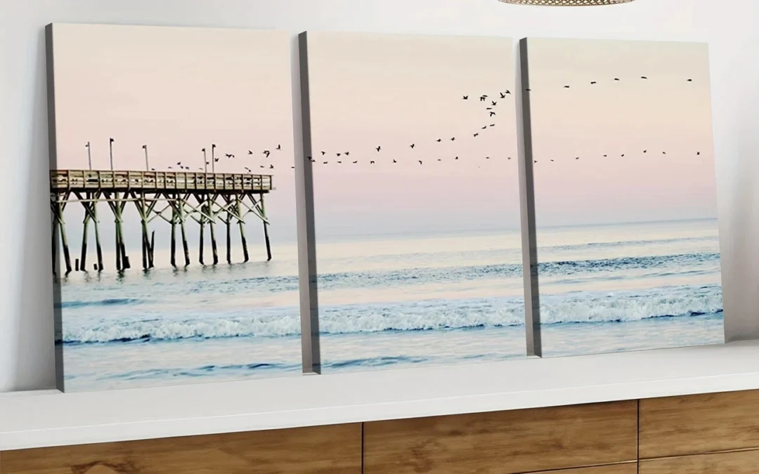 3pcs California Ocean Blush Pink Coastal Beach Wall Art Set Canvas Framed 40x60cm – High Quality Print 100% Australian Made Wall Canvas Ready to Hang