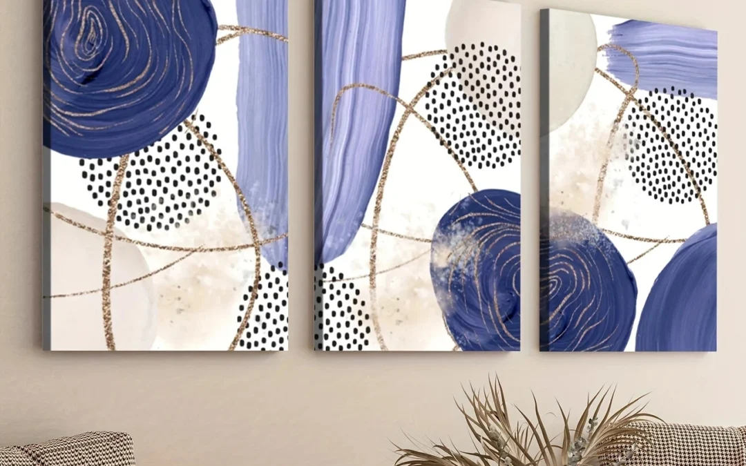 3pcs Purple Abstract Geometric Elegant Black Dot Wall Art Set Canvas Framed 40x60cm – High Quality Print 100% Australian Made Wall Canvas Ready to Hang