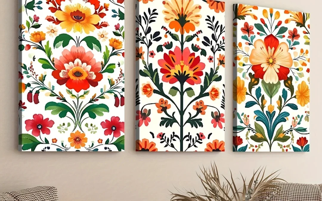 3pcs Floral Elegant Red Yellow & Orange Leaves Wall Art Set Canvas Framed 40x60cm – High Quality Print 100% Australian Made Wall Canvas Ready to Hang