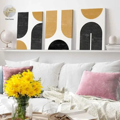 3pcs Abstract Modern Brown Artwork Painting Wall Art Set Canvas Framed 40x60cm - High Quality Print 100% Australian Made Wall Canvas Ready to Hang