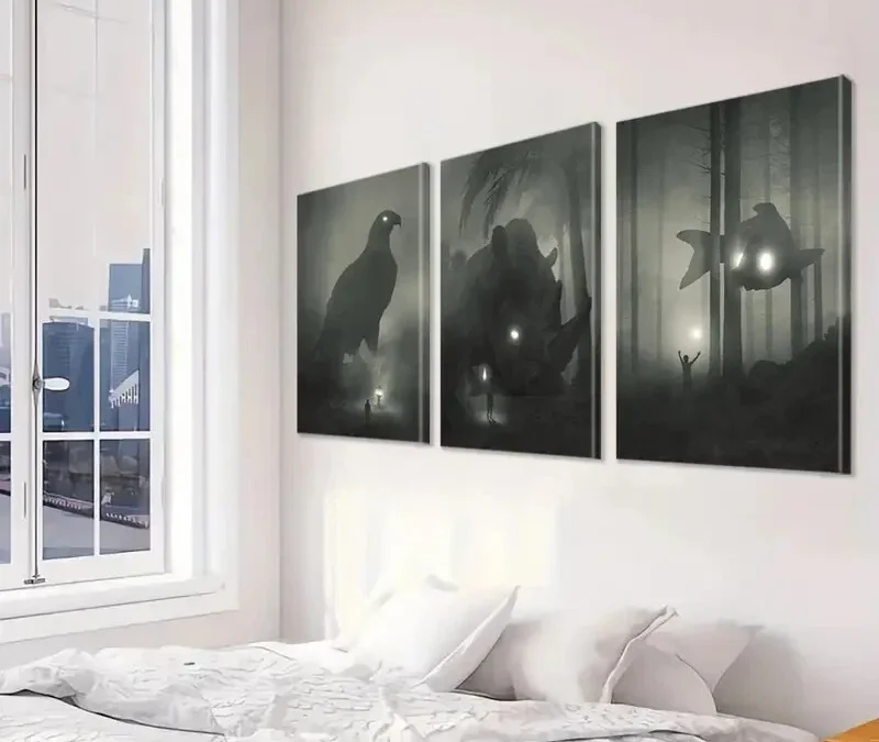 3pcs  Mystical Forest & Eagle Wall Art Set Canvas Framed 50x70cm – High Quality Print 100% Australian Made Wall Canvas Ready to Hang